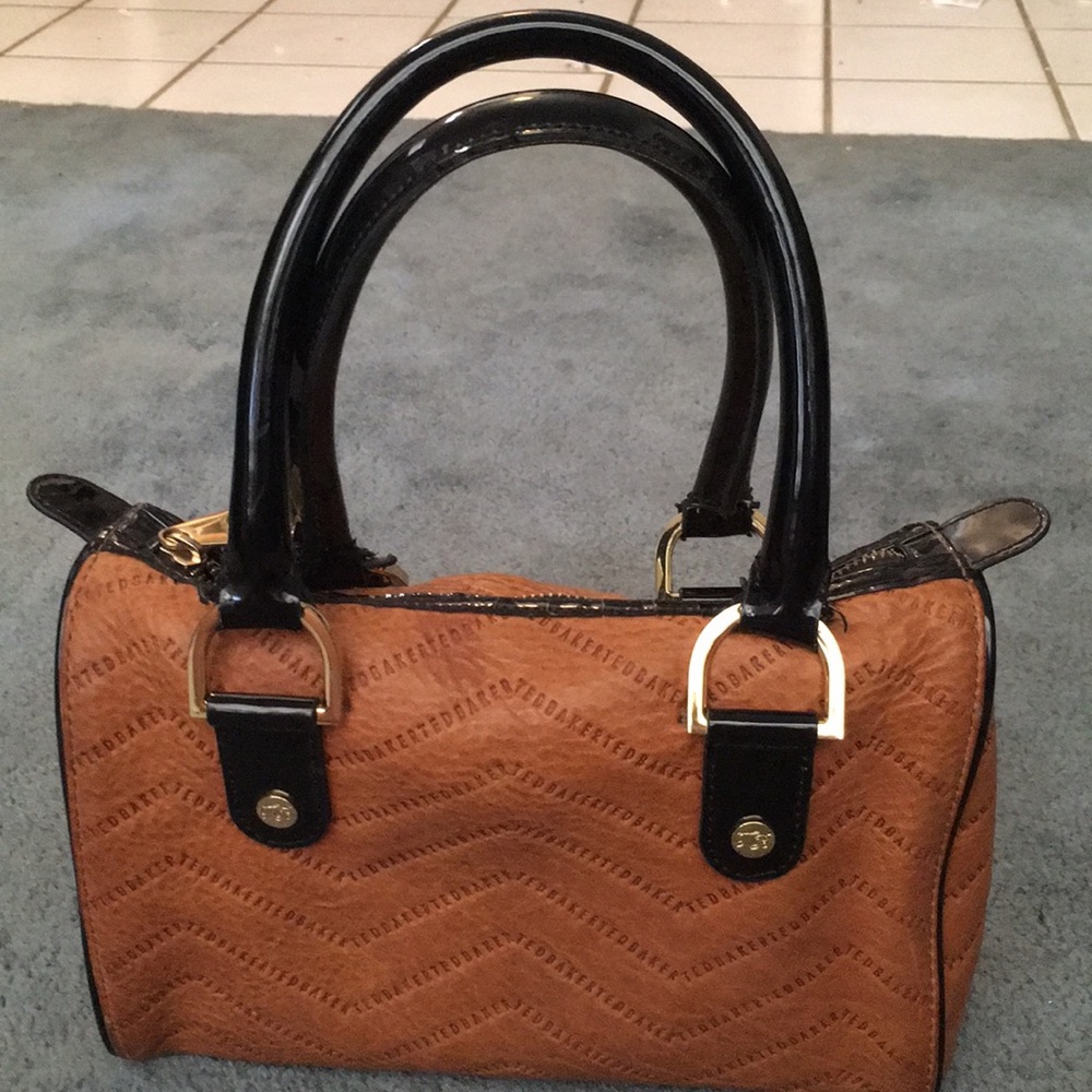 Authentic Brown Ted Baker small satchel bag.